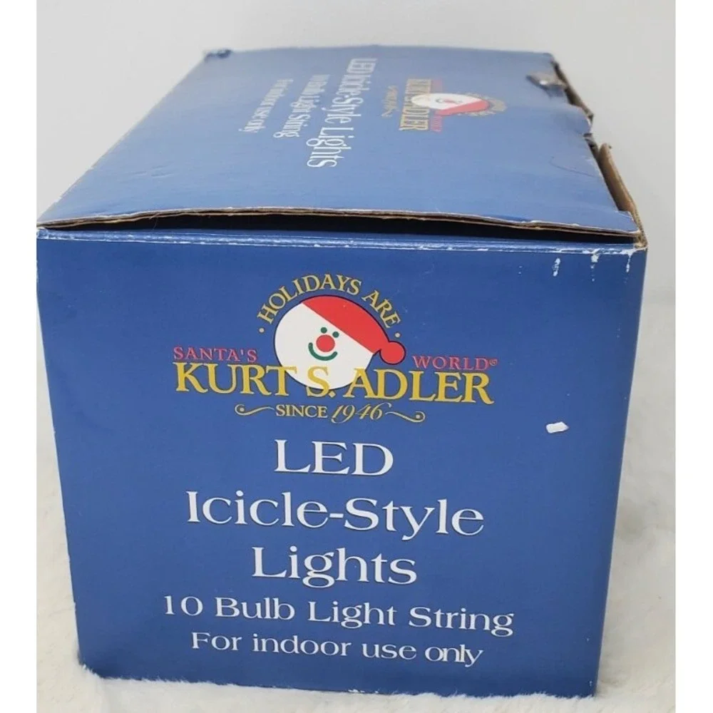 Kurt S. Adler Indoor LED Icicle-Style Lights 10 Bulb String w/Mounting Clips VTG